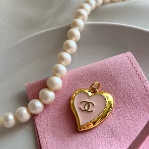 Chanel Salmon Pink & Gold Heart Charm